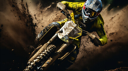 Motocross Racers on Dirt . Extreme Sports and Motorsports photos. Ai generative.
