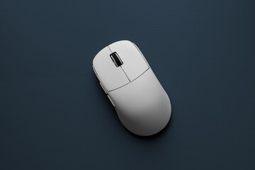 White mouse wireless computer gaming closeup on dark background