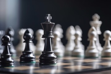 A chess board with pieces strategically placed