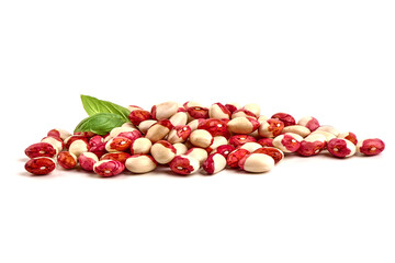 Red Anasazi Beans, isolated on a white background. Spotted beans. Kidney beans.