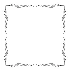 Elegant pointy black and white monochrome ornamental border for greeting cards, banners, invitations. Vector frame for all sizes and formats. Isolated vector illustration.