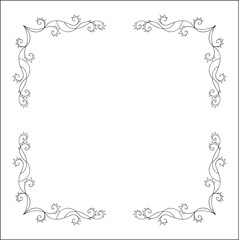 Elegant pointy black and white monochrome ornamental border for greeting cards, banners, invitations. Vector frame for all sizes and formats. Isolated vector illustration.