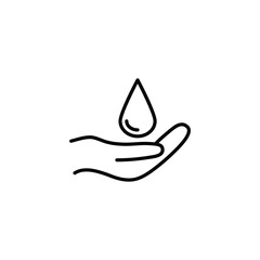 hand holding a drop of water icon vector 