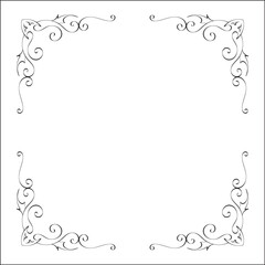 Elegant black and white monochrome ornamental border for greeting cards, banners, invitations. Vector frame for all sizes and formats. Isolated vector illustration.