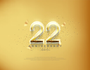 22nd anniversary number. Luxury gold background vector. Premium vector for poster, banner, celebration greeting.