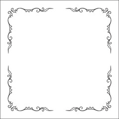 Elegant pointy black and white monochrome ornamental border for greeting cards, banners, invitations. Vector frame for all sizes and formats. Isolated vector illustration.