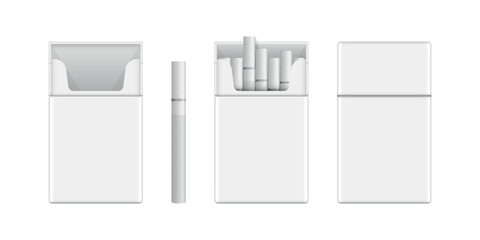 Packet of cigarettes icon in flat style. Smoking vector illustration on isolated background. Tobacco box sign business concept.