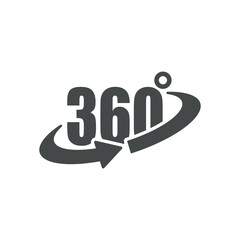 360 degrees icon in flat style. Rotate symbol vector illustration on isolated background. Angle view sign business concept.