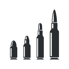 Cartridges icon in flat style. Bullet ammunition symbol vector illustration on isolated background. Ammo sign business concept.