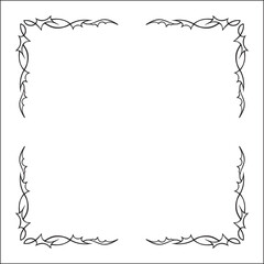 Elegant pointy black and white monochrome ornamental border for greeting cards, banners, invitations. Vector frame for all sizes and formats. Isolated vector illustration.