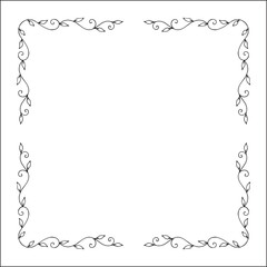 Elegant black and white monochrome ornamental border for greeting cards, banners, invitations. Vector frame for all sizes and formats. Isolated vector illustration.