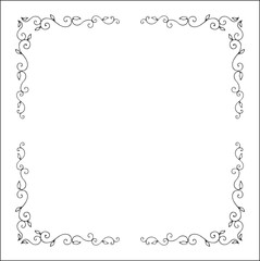 Elegant black and white monochrome ornamental border for greeting cards, banners, invitations. Vector frame for all sizes and formats. Isolated vector illustration.
