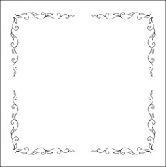 Elegant black and white monochrome ornamental border for greeting cards, banners, invitations. Vector frame for all sizes and formats. Isolated vector illustration.