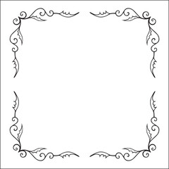 Elegant pointy black and white monochrome ornamental border for greeting cards, banners, invitations. Vector frame for all sizes and formats. Isolated vector illustration.