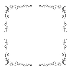 Elegant pointy black and white monochrome ornamental border for greeting cards, banners, invitations. Vector frame for all sizes and formats. Isolated vector illustration.