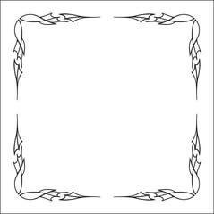 Elegant pointy black and white monochrome ornamental border for greeting cards, banners, invitations. Vector frame for all sizes and formats. Isolated vector illustration.