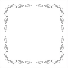 Elegant pointy black and white monochrome ornamental border for greeting cards, banners, invitations. Vector frame for all sizes and formats. Isolated vector illustration.