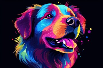 Neon tattoo of a dog face