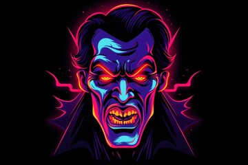 Radiant Neon graphic illustrations of villain, evil, or bad character of a man