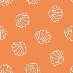 Light brown seamless pattern with seashell
