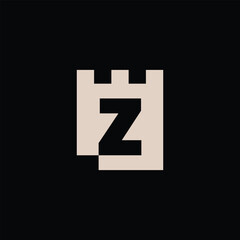 z Letter Castle Fortress Logo Vector Icon Illustration