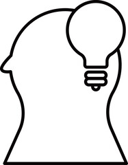 Light bulb and head simple icon.