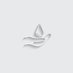 hand holding a drop of water icon vector 