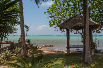 Beautiful beach with hut at Karimunjawa in Java Indonesia