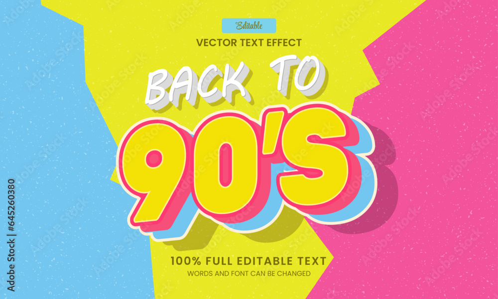 Canvas Prints design editable text effect, back to 90s 3d concept vector illustration
