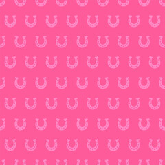 Pink seamless pattern with pink horseshoe
