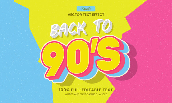 Design editable text effect, back to 90s 3d concept vector illustration