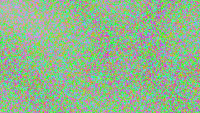 Glitch noise. Damage video digital effect. Psychedelic animation. Fast flashing colorful background. Light green blue pink magenta neon abstract backdrop. Technical difficulties. Monitor malfunction