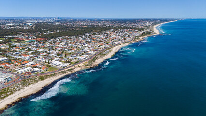 Western Australian coastline with clear blue water along the shore