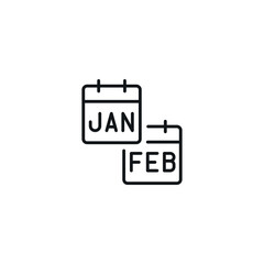 Calendar with months linear icon. January. February. Thin line customizable illustration. Contour symbol. Vector isolated outline drawing. Editable stroke