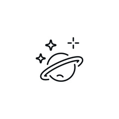 Space linear icon. Planet with stars. Thin line customizable illustration. Contour symbol. Vector isolated outline drawing. Editable stroke