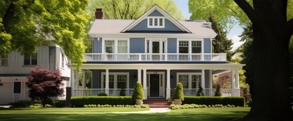 American homes on sunny day. Hand edited generative AI.