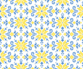 Seamless pattern of Ukrainian ornament in ethnic style, identity, vyshyvanka, embroidery for print clothes, websites, banners, poster. Vector illustration background