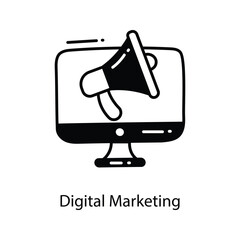 Digital Marketing doodle Icon Design illustration. Marketing Symbol on White background EPS 10 File