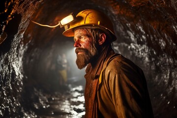 Dedicated miners work hard underground, extracting valuable resources in a challenging industrial environment. 'generative AI'	
