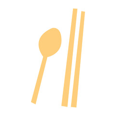 Spoon and chopsticks flat illustration