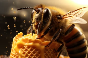 Rolgordijnen bee licks ice cream © mongkeyD