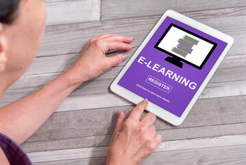 E-learning concept on a tablet