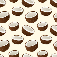 Coconut seamless pattern. Vector. Tropical print. Perfect for various projects like textiles, paper crafts, and more.