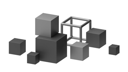 Black cubes, 3d render