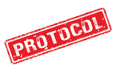 Protocol stamp. Red rectangle grunge stamp vector 