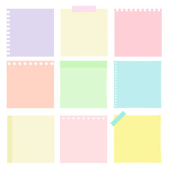 Set of colorful doodle sticky note isolated on white background. Vector illustration. Notepaper for memo.