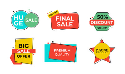 Obraz premium set flat sale tag design banner collection vector illustration