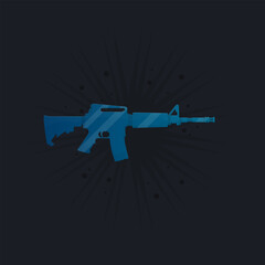 Fototapeta na wymiar Sci Fi Futuristic Weapon AR 15 Logo For Games Or Prints For T-Shirts Tactical Military Casual Stuff Blue Vector Design