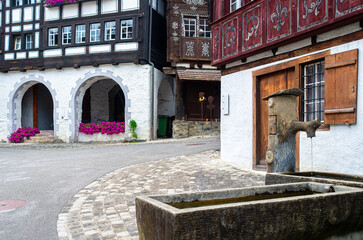 Fototapeta na wymiar Werdenberg is a town with historical town charter in the eastern Swiss canton of St. Gallen. It is the smallest town of Switzerland.