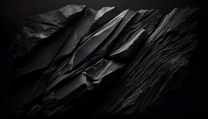 Dark grey black slate background. Black stone texture. Slate background. generative ai.